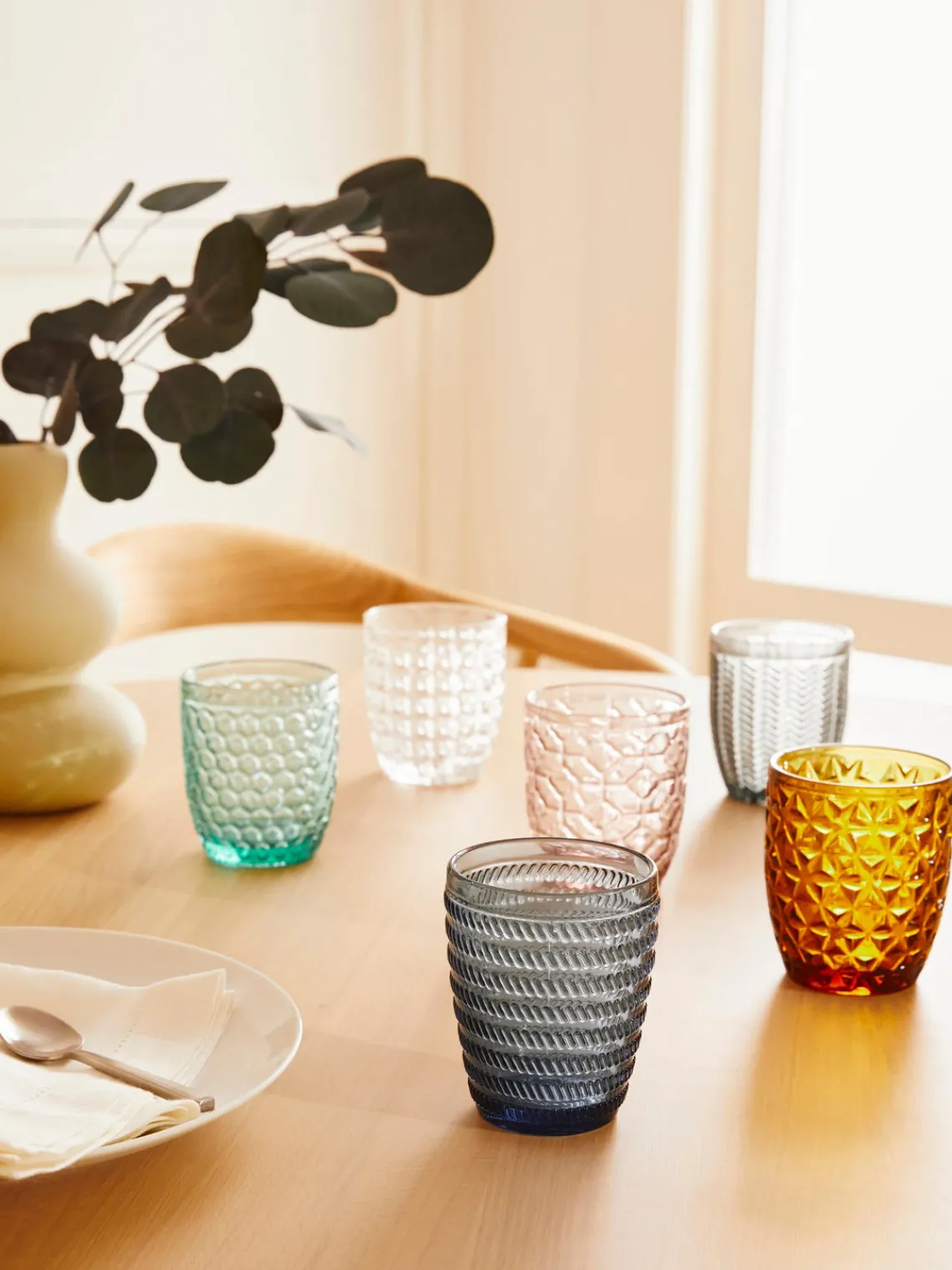 New Villa D'Este Home Tivoli Verres à eau avec embossage décoratif Geometrie, 6 élém.