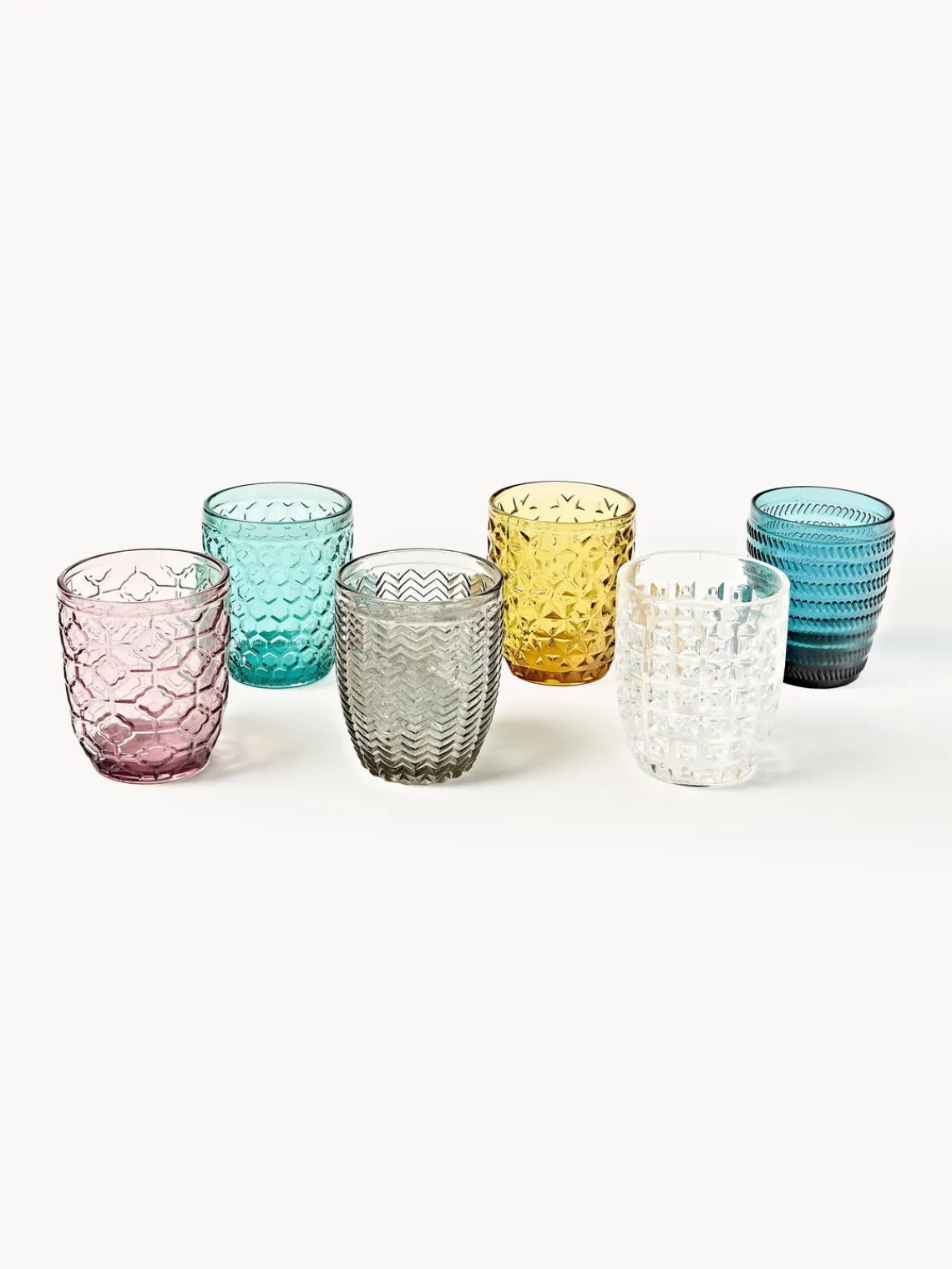 New Villa D'Este Home Tivoli Verres à eau avec embossage décoratif Geometrie, 6 élém.