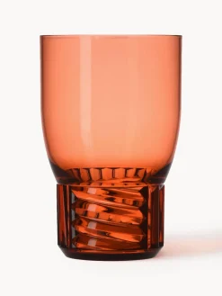 Hot Kartell Verres à eau avec surface texturée Trama, 4 pièces Rouge corail, transparent