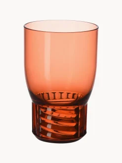 Hot Kartell Verres à eau avec surface texturée Trama, 4 pièces Rouge corail, transparent