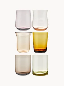 New Bitossi Home Verres à eau en verre soufflé bouche Desigual, 6 élém. Multicolore, transparent