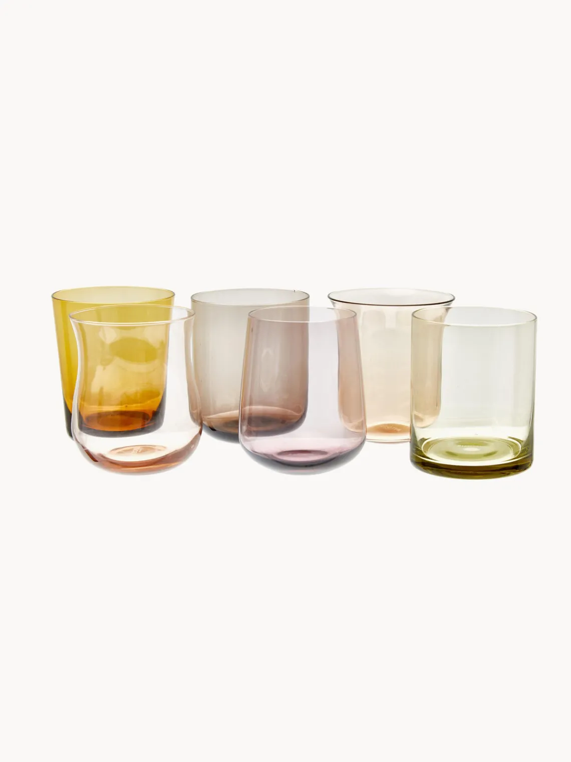 New Bitossi Home Verres à eau en verre soufflé bouche Desigual, 6 élém. Multicolore, transparent
