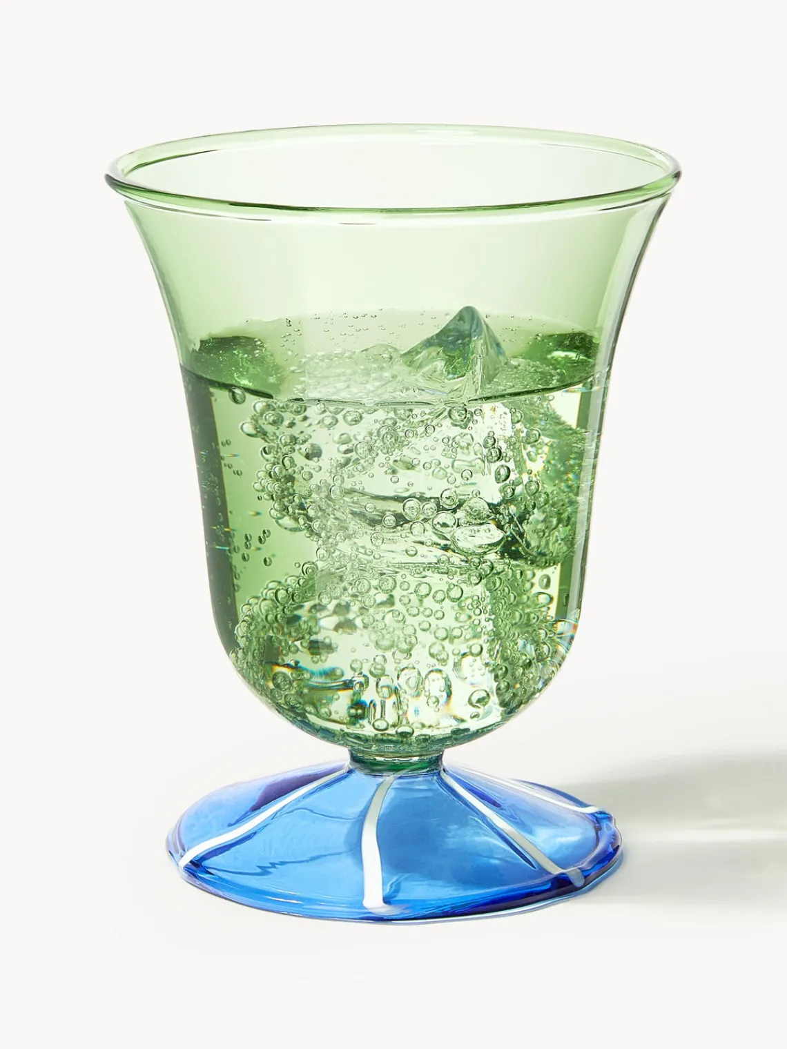 Sale &k Amsterdam Verres à eau faits main en verre borosilicaté Eve, 2 pièces Vert clair, bleu transparent