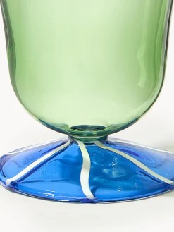 Sale &k Amsterdam Verres à eau faits main en verre borosilicaté Eve, 2 pièces Vert clair, bleu transparent