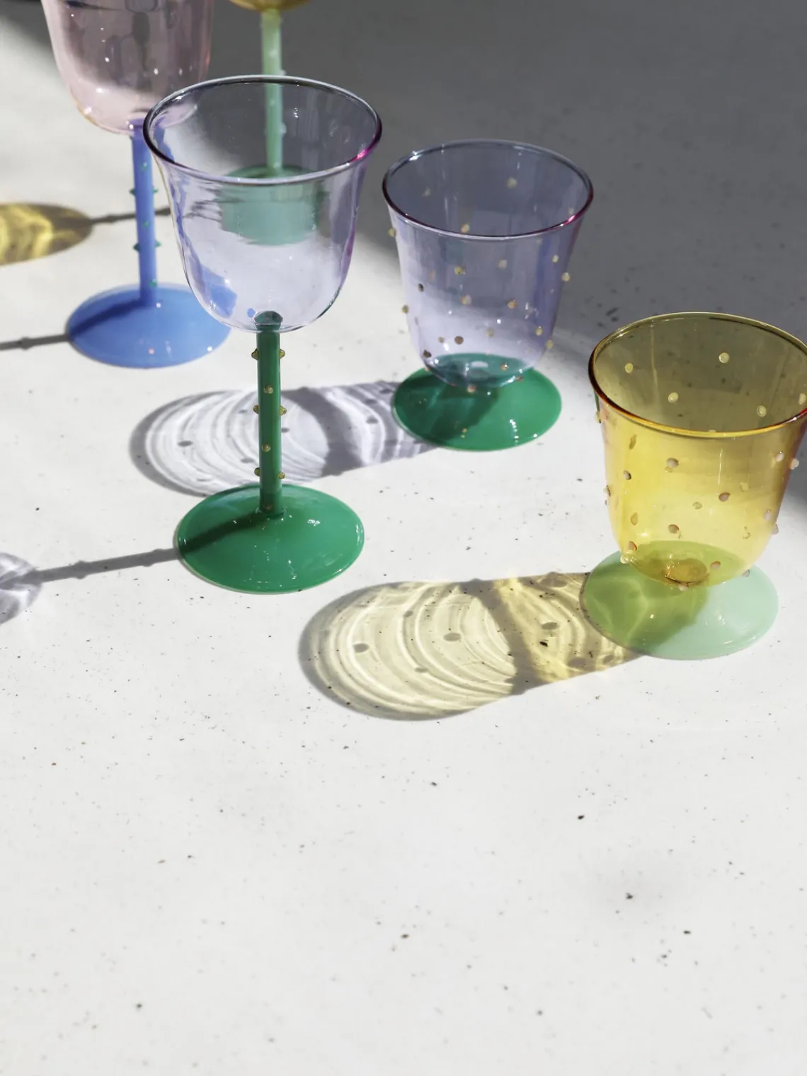 Fashion &k Amsterdam Verres à eau faits main en verre borosilicaté Dot, 2 pièces Lavande transparent, vert