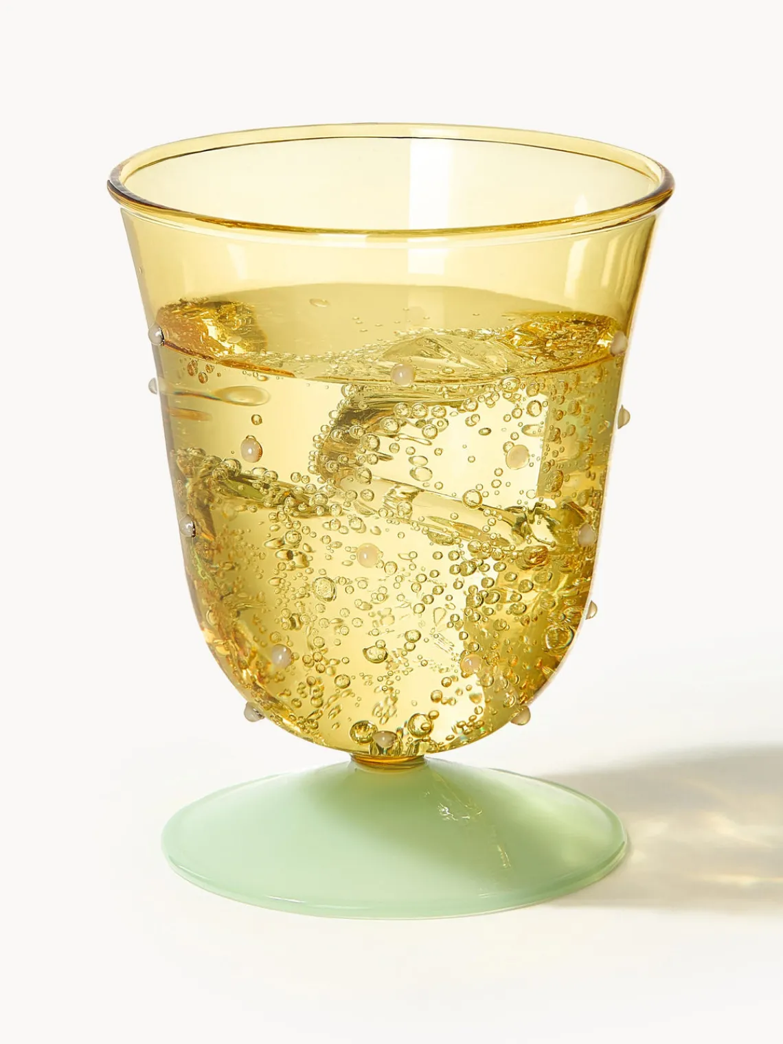 Online &k Amsterdam Verres à eau faits main en verre borosilicaté Dot, 2 pièces Jaune pâle transparent, vert clair
