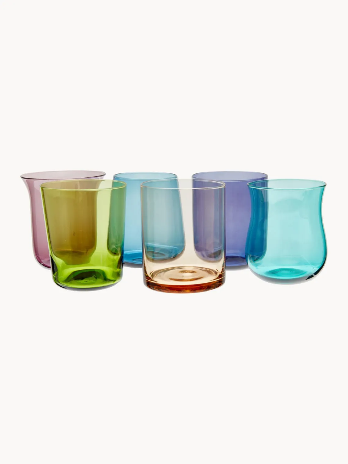 Hot Bitossi Home Verres à eau soufflés bouche Diseguale, 6 élém. Multicolore, transparent