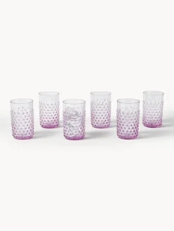 Online ANNA VON LIPA Verres à eau soufflés bouche Hobnail, 6 pièces Lilas, transparent