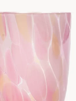 New ANNA VON LIPA Verres à eau soufflés bouche Big Confetti, 6 pièces Orange, rose pâle, rose vif, transparent
