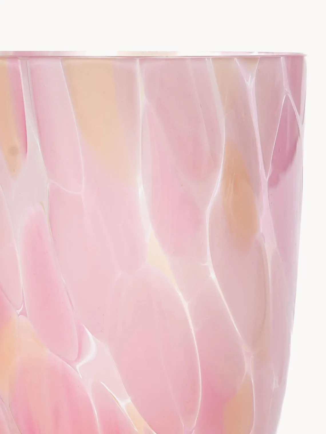 New ANNA VON LIPA Verres à eau soufflés bouche Big Confetti, 6 pièces Orange, rose pâle, rose vif, transparent