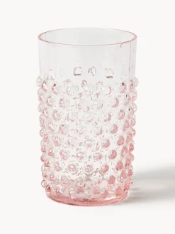Hot ANNA VON LIPA Verres à eau soufflés bouche Hobnail, 6 pièces Rose, transparent