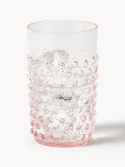 Hot ANNA VON LIPA Verres à eau soufflés bouche Hobnail, 6 pièces Rose, transparent