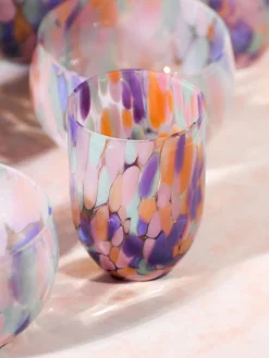 Online ANNA VON LIPA Verres à eau soufflés bouche Big Confetti, 6 pièces Pêche, lilas, rose pâle, transparent