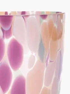 Online ANNA VON LIPA Verres à eau soufflés bouche Big Confetti, 6 pièces Pêche, lilas, rose pâle, transparent