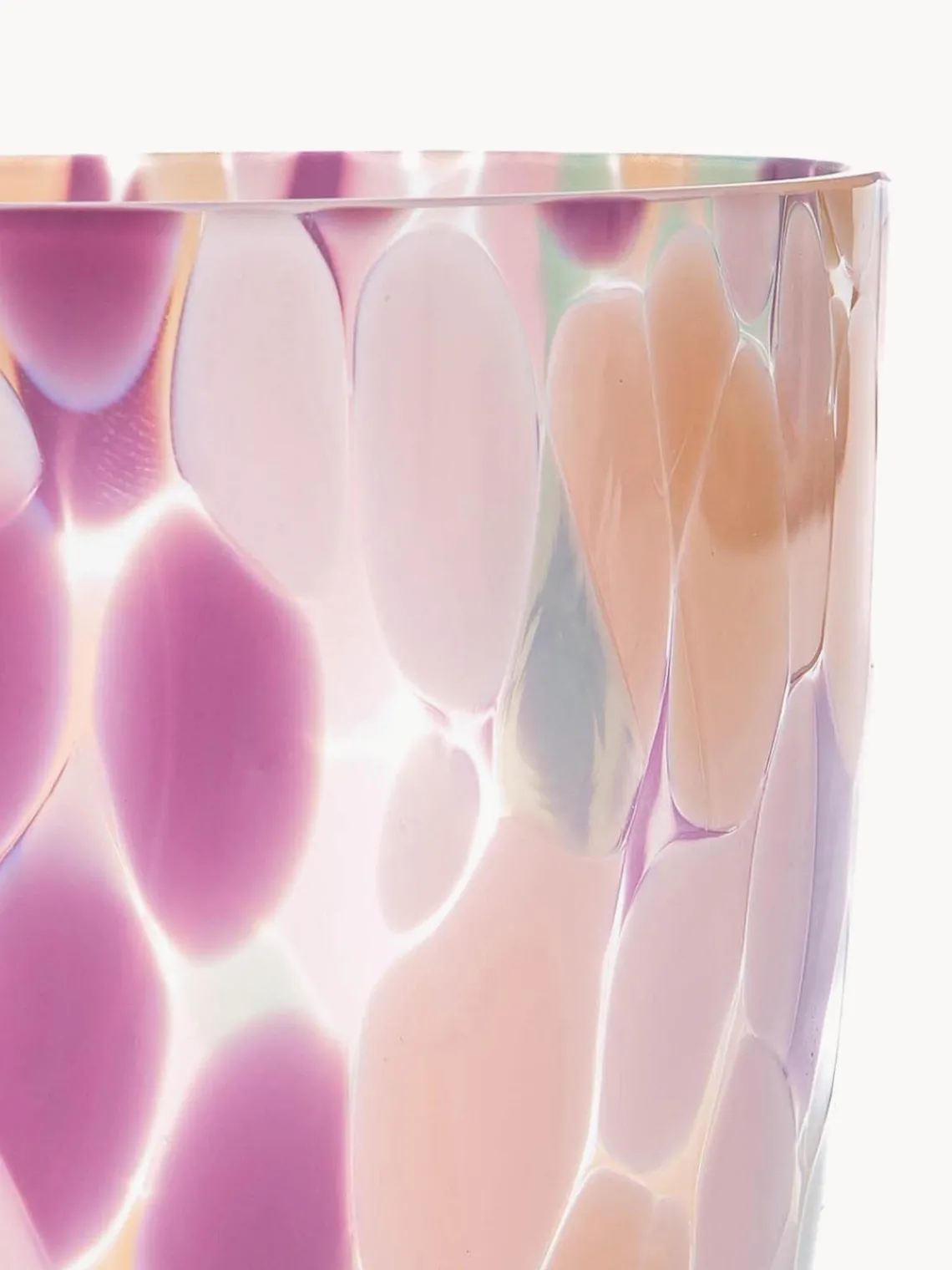Online ANNA VON LIPA Verres à eau soufflés bouche Big Confetti, 6 pièces Pêche, lilas, rose pâle, transparent