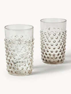 Hot ANNA VON LIPA Verres à eau soufflés bouche Hobnail, 6 pièces Grège, transparent