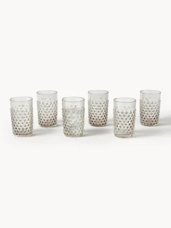 Hot ANNA VON LIPA Verres à eau soufflés bouche Hobnail, 6 pièces Grège, transparent
