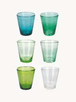 Online Villa D'Este Home Tivoli Verres à eau soufflés bouche avec bulles d'air Cancun, 6 élém. Tons turquoise et verts, transparent