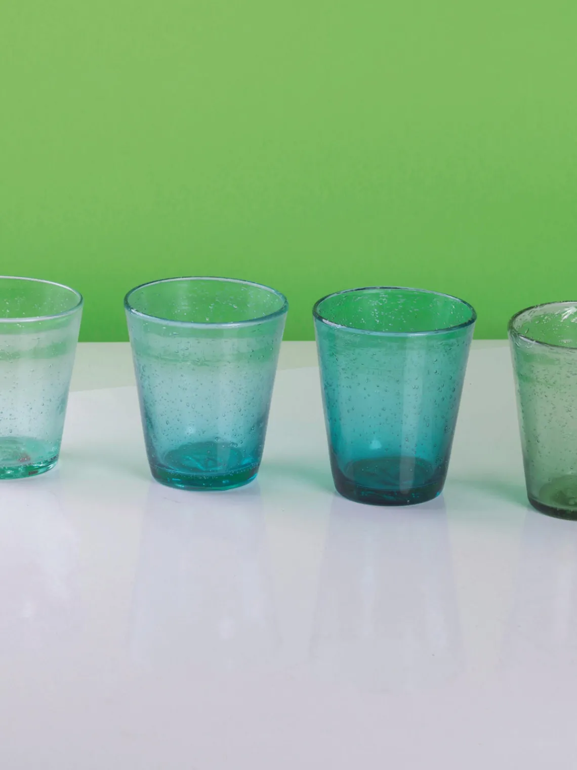 Online Villa D'Este Home Tivoli Verres à eau soufflés bouche avec bulles d'air Cancun, 6 élém. Tons turquoise et verts, transparent