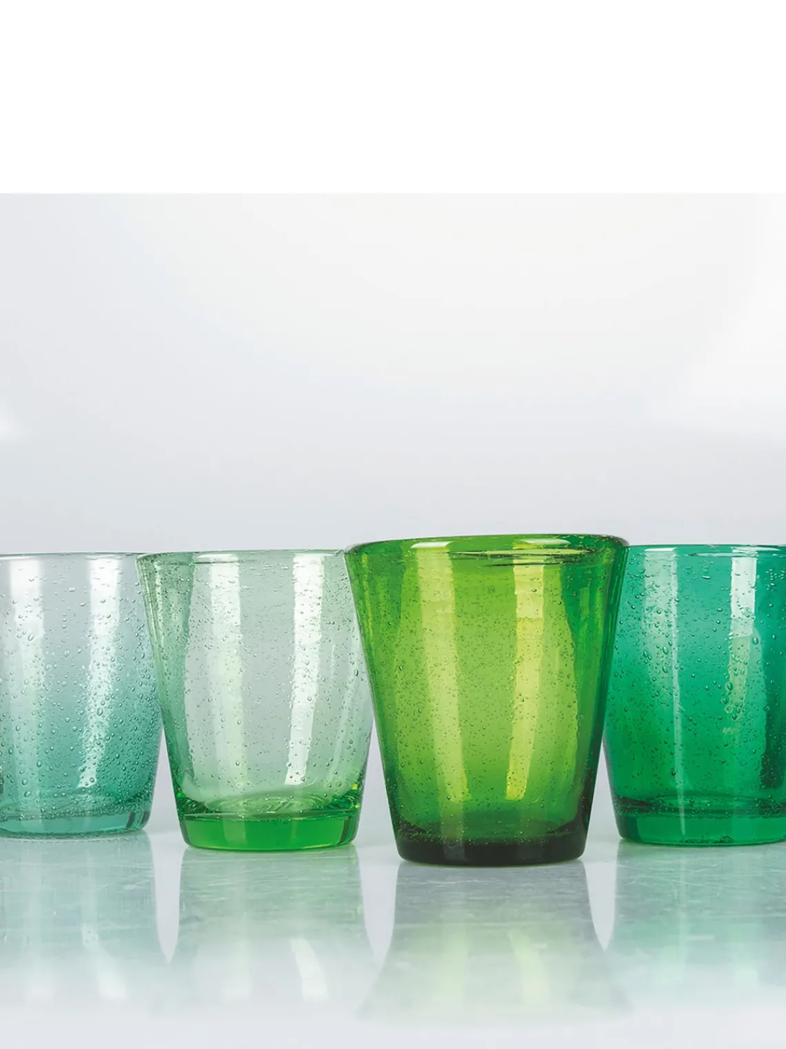 Online Villa D'Este Home Tivoli Verres à eau soufflés bouche avec bulles d'air Cancun, 6 élém. Tons turquoise et verts, transparent