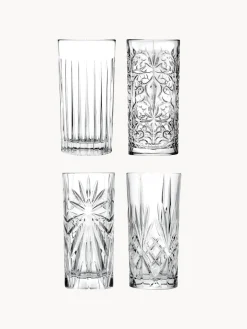 Fashion RCR Verres à long drink en cristal avec embossage décoratif Bichiera, 4 élém.