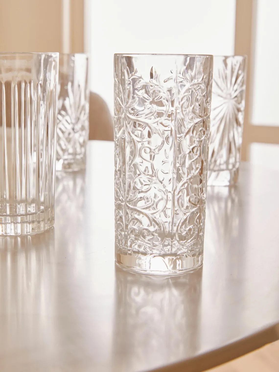 Fashion RCR Verres à long drink en cristal avec embossage décoratif Bichiera, 4 élém.