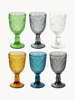 New Villa D'Este Home Tivoli Verres à vin avec embossage décoratif Marrakech, 6 élém.