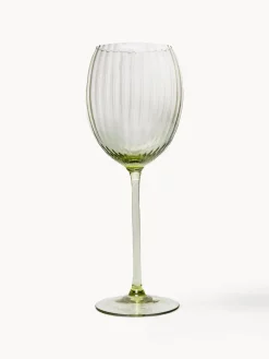 Clearance ANNA VON LIPA Verres à vin blanc artisanaux Lyon, 2 pièces Vert olive