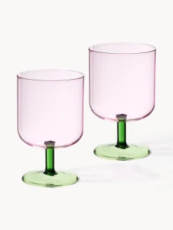 Outlet Lyngby Verres à vin en verre borosilicaté Torino, 2 pièces Rose pâle transparent, vert