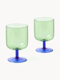 Clearance Lyngby Verres à vin en verre borosilicaté Torino, 2 pièces Vert transparent, bleu roi