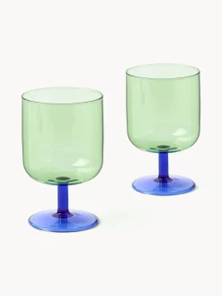 Clearance Lyngby Verres à vin en verre borosilicaté Torino, 2 pièces Vert transparent, bleu roi