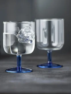 Hot Lyngby Verres à vin en verre borosilicaté Torino, 2 pièces Transparent, bleu roi