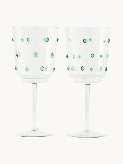 Clearance Pols Potten Verres à vin en verre borosilicate soufflé bouche Nob, 2 pièces Transparent, vert