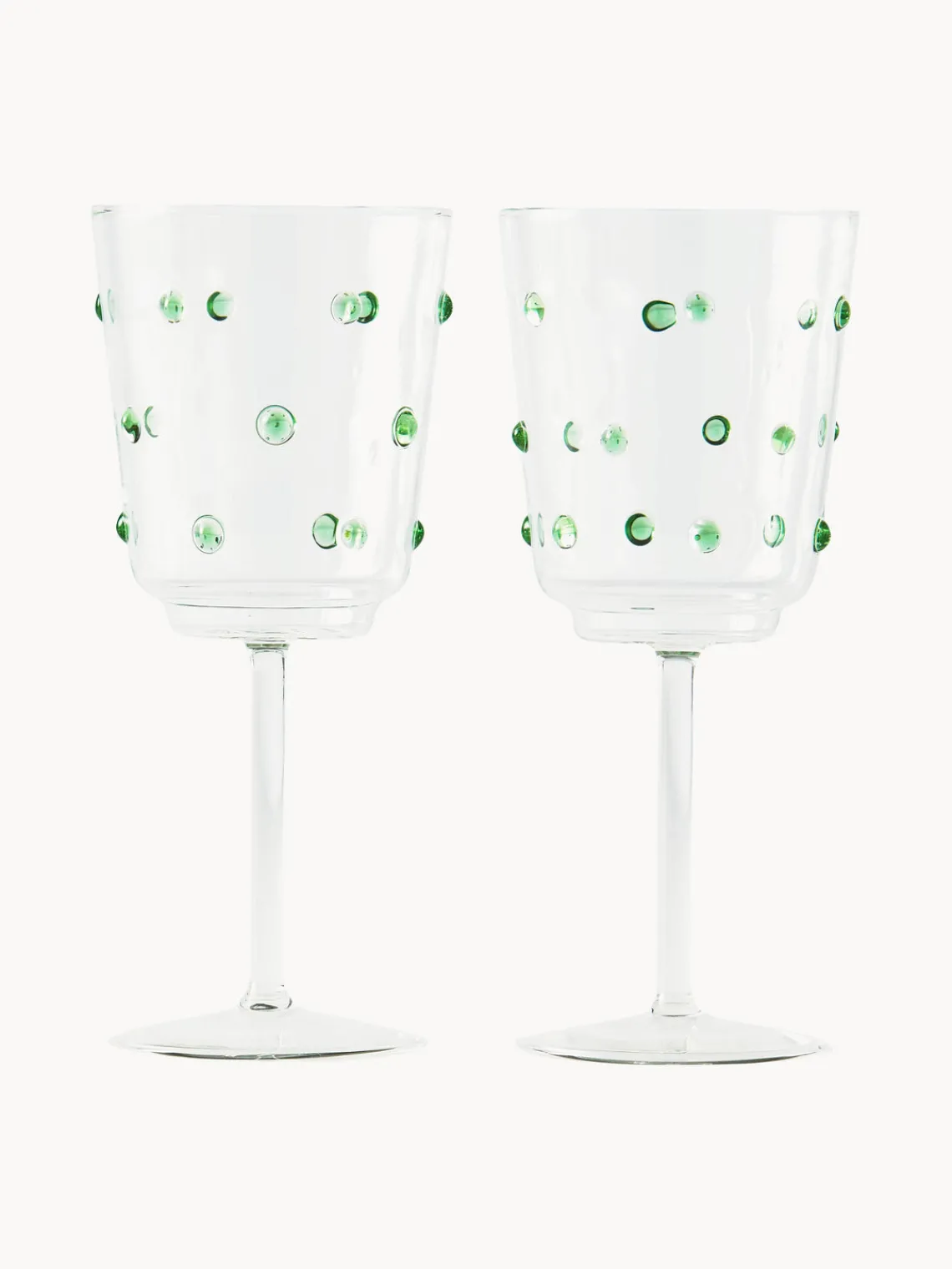 Clearance Pols Potten Verres à vin en verre borosilicate soufflé bouche Nob, 2 pièces Transparent, vert