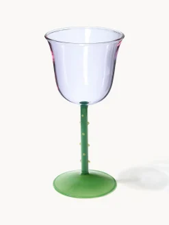 Clearance &k Amsterdam Verres à vin faits main en verre borosilicaté Dot, 2 pièces Lavande, transparent, vert
