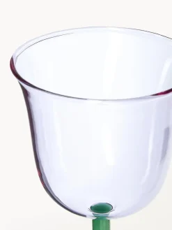 Clearance &k Amsterdam Verres à vin faits main en verre borosilicaté Dot, 2 pièces Lavande, transparent, vert