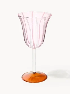Clearance &k Amsterdam Verres à vin faits main en verre borosilicaté Eve, 2 pièces Rose pâle, transparent, orange