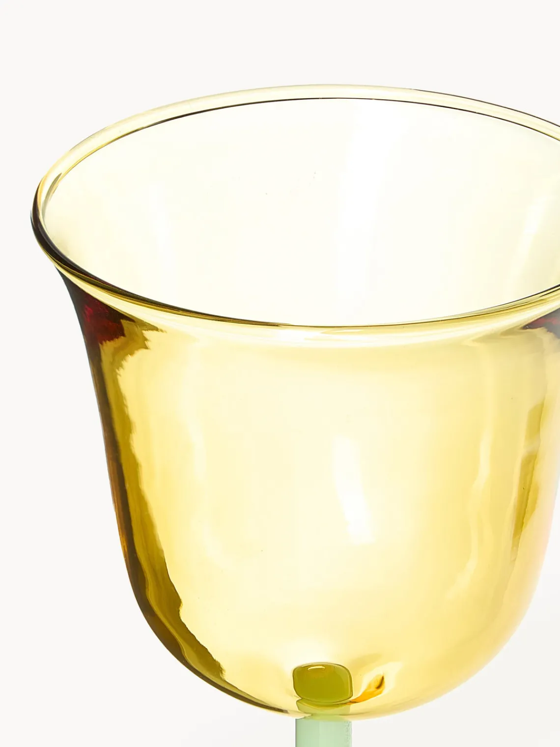 Sale &k Amsterdam Verres à vin faits main en verre borosilicaté Dot, 2 pièces Jaune pâle transparent, vert clair