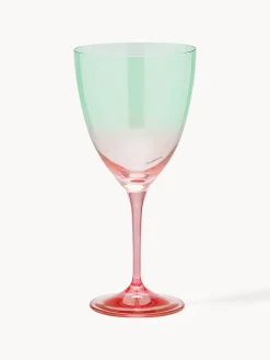 Sale Anna + Nina Verres à vin Ombre Flash, 2 pièces Vert turquoise, rouge corail