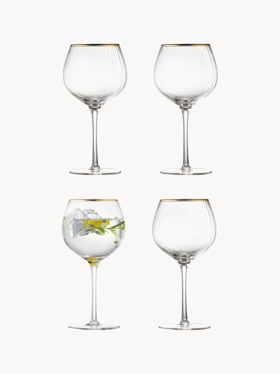Discount Lyngby Verres à vin soufflés bouche avec bord doré Palermo, 4 pièces