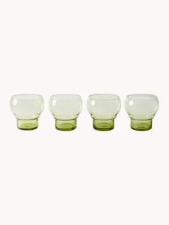 Fashion HKLIVING Verres artisanaux 70's, 4 pièces Vert clair, transparent