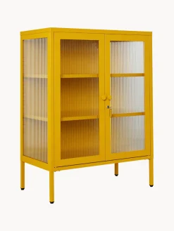 New Mustard Made Vitrine en métal et verre strié The Mixer Jaune moutarde