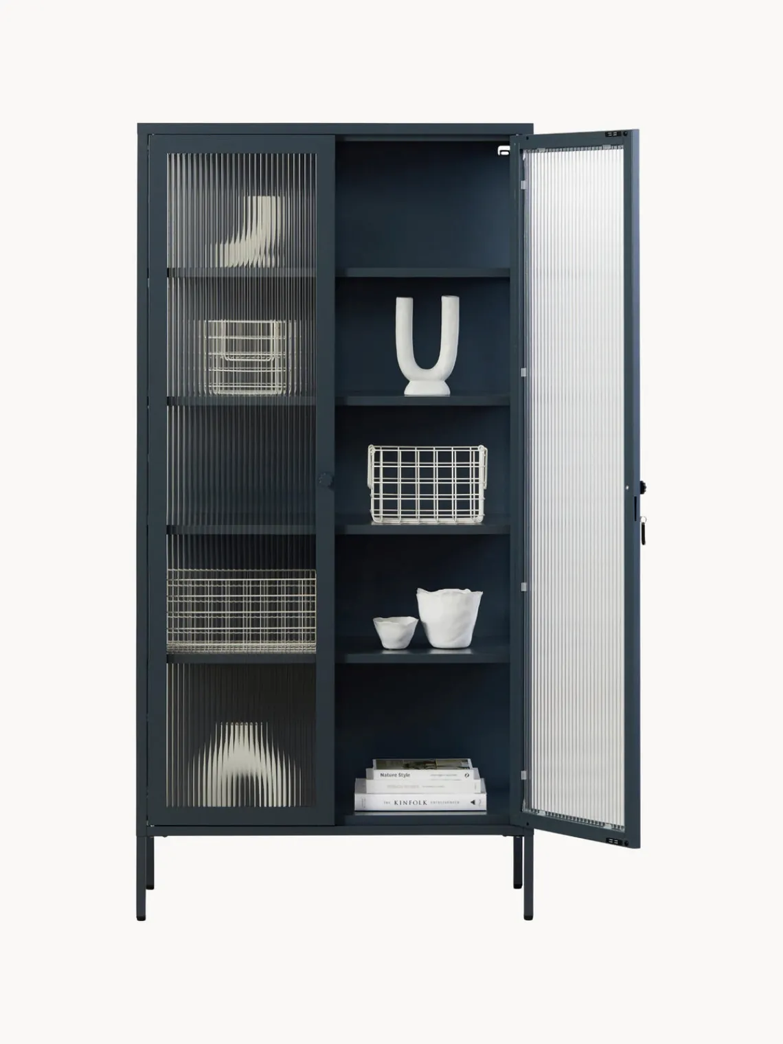 Discount Mustard Made Vitrine en métal et verre strié The Collector Anthracite