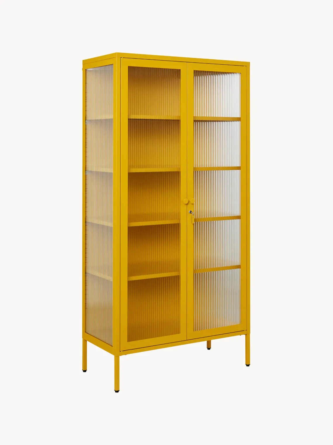 Outlet Mustard Made Vitrine en métal et verre strié The Collector Jaune moutarde