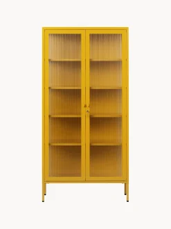 Outlet Mustard Made Vitrine en métal et verre strié The Collector Jaune moutarde