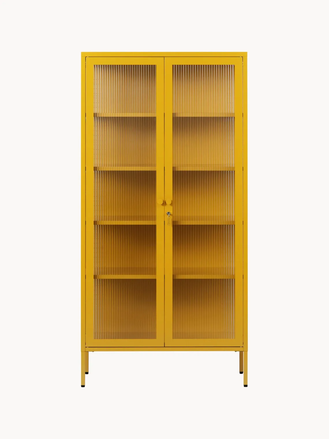 Outlet Mustard Made Vitrine en métal et verre strié The Collector Jaune moutarde