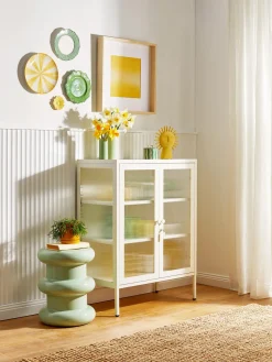 Clearance Mustard Made Vitrine en métal et verre strié The Mixer Blanc cassé