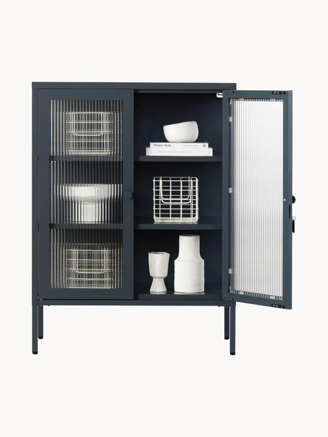 Clearance Mustard Made Vitrine en métal et verre strié The Mixer Anthracite