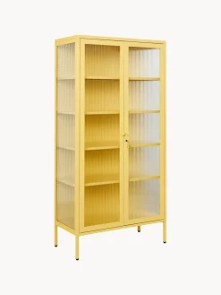 Discount Mustard Made Vitrine en métal et verre strié The Collector Jaune pâle