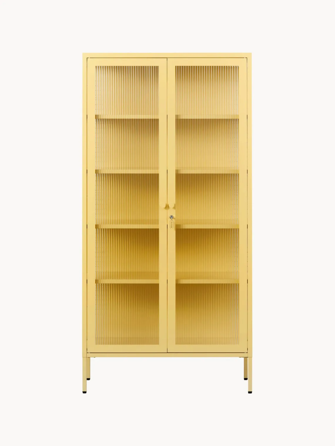 Discount Mustard Made Vitrine en métal et verre strié The Collector Jaune pâle